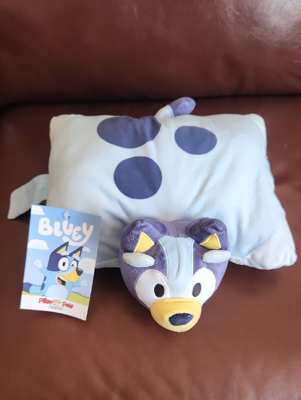 Bluey Pillow Pet Plush - Light Blue & Purple